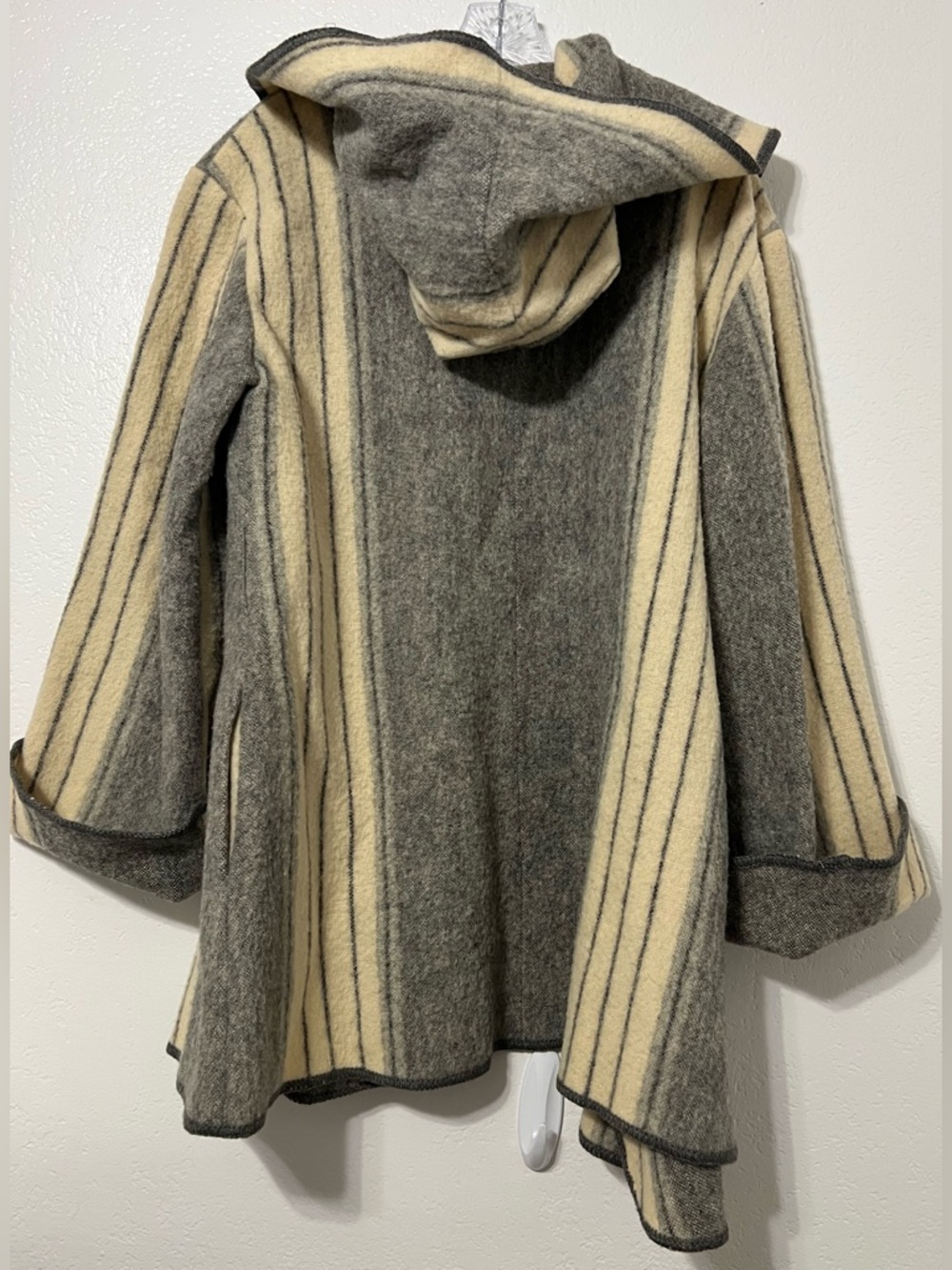 Vintage Casa de Lana Wool Hooded Jacket Uruguay Boho Southwestern Coat 15/16 - Picture 4 of 6